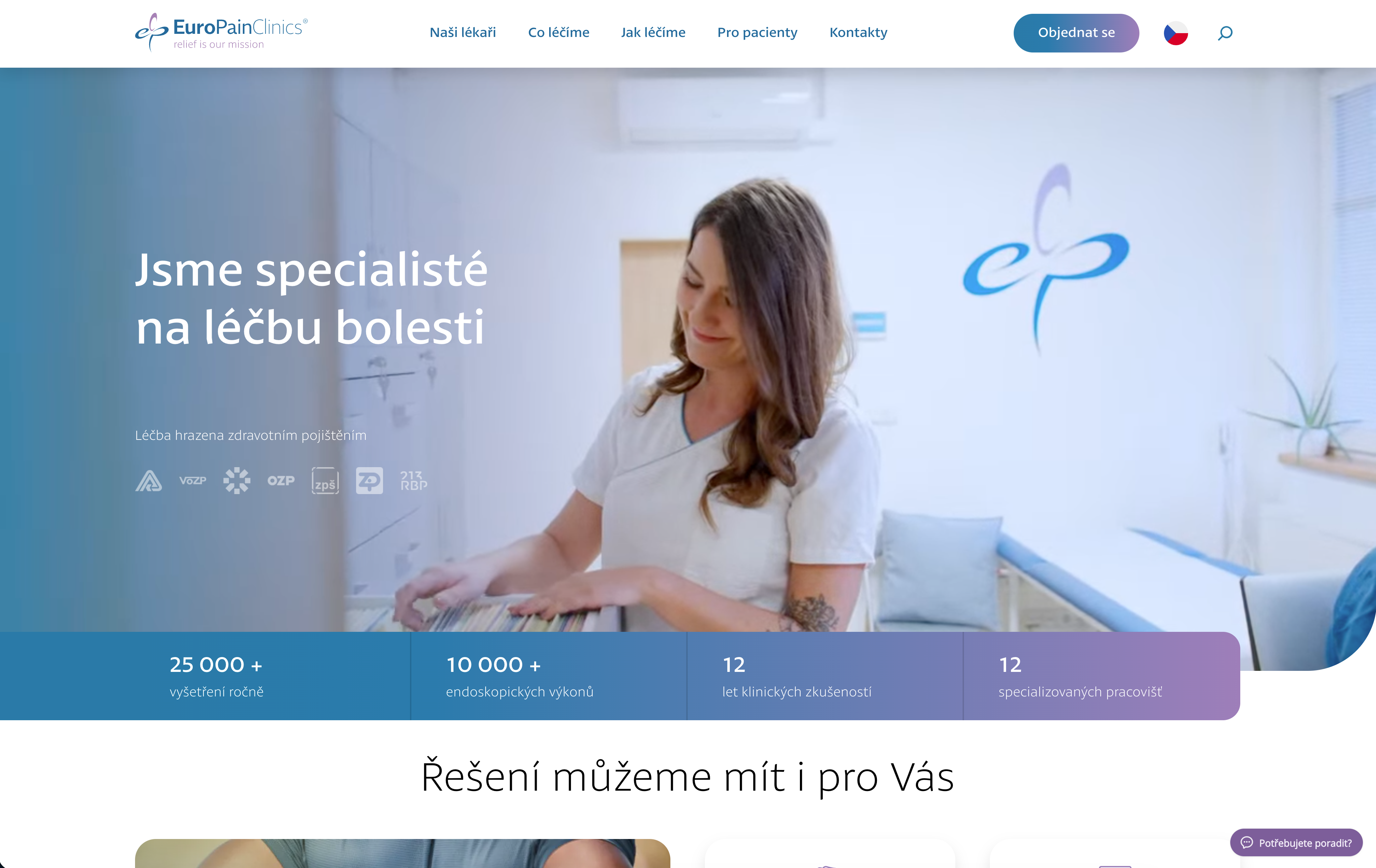 The website we built for EuroPainClinics, Healthcare