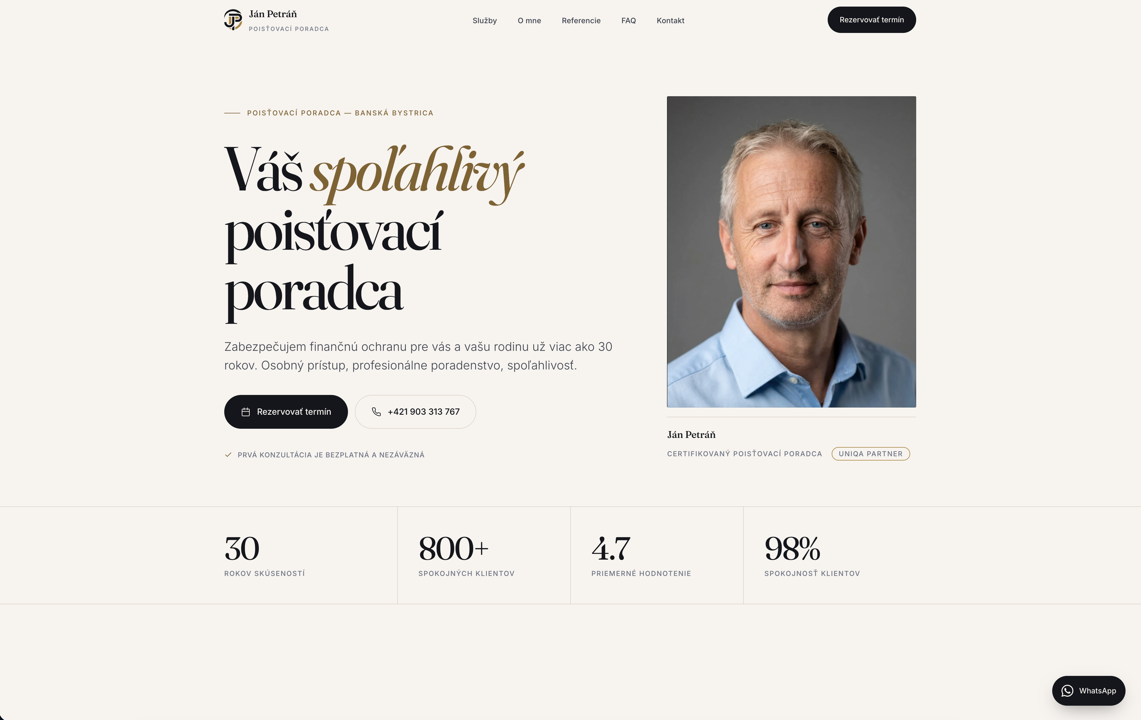 The website we built for Ján Petráň, Personal brand